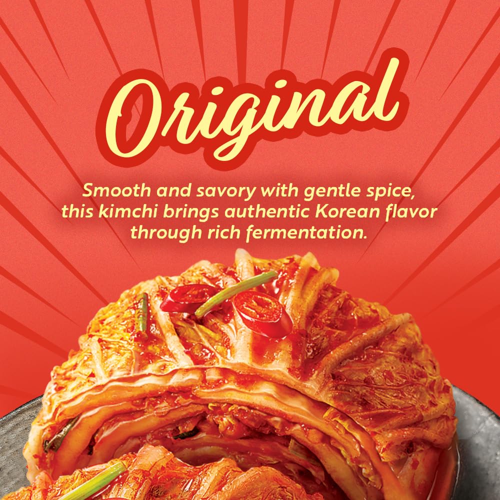 Spicy Napa Cabbage Kimchi (Pack of 8), Shelf Stable Mat Kimchi, Spicy Korean Authentic Fermented Pickled Cabbaged Kimchi, Perfect with Ramen, Noodles and Rice