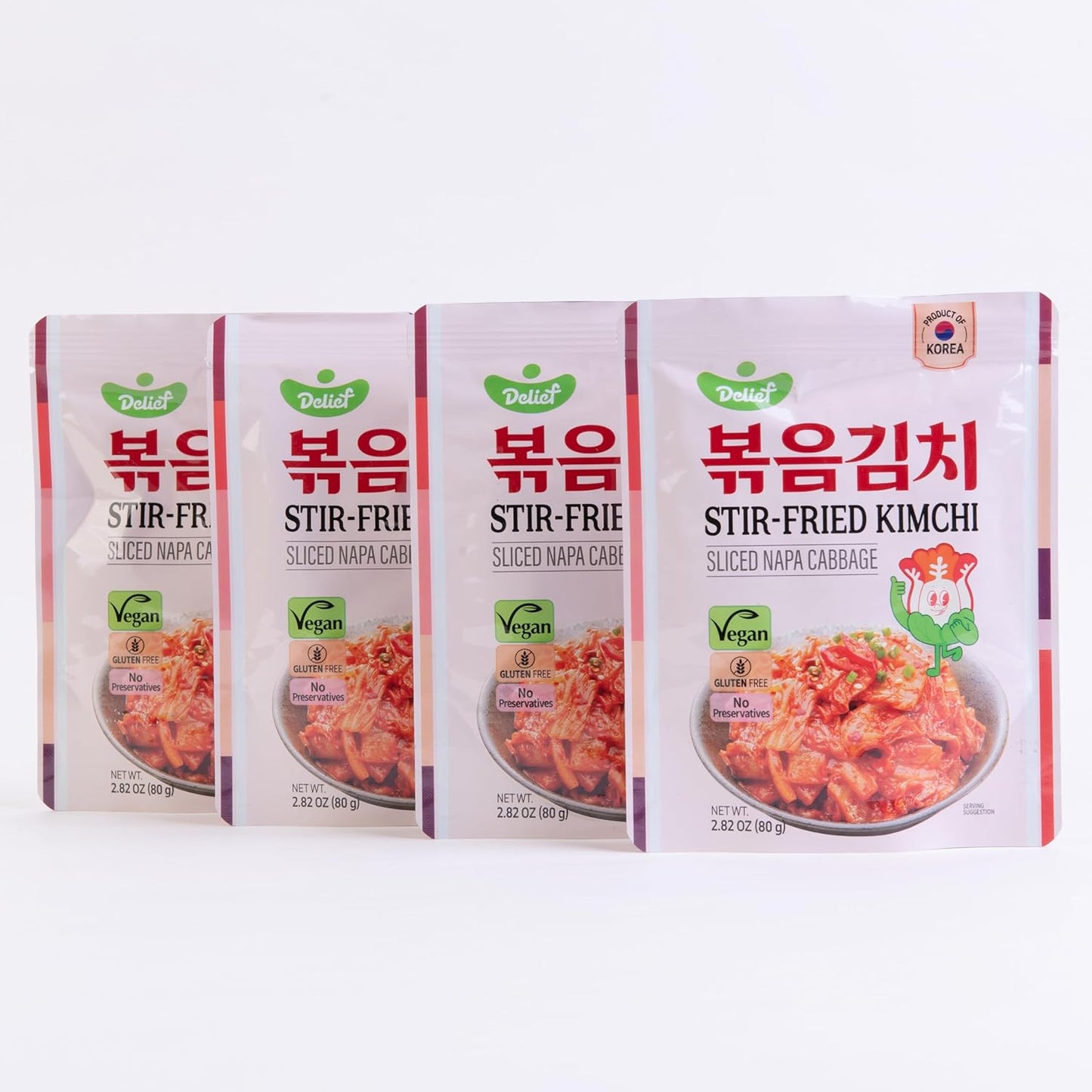 Stir-Fried Kimchi Pouch 80G Korean Traditional Kimchi, 4 Packs