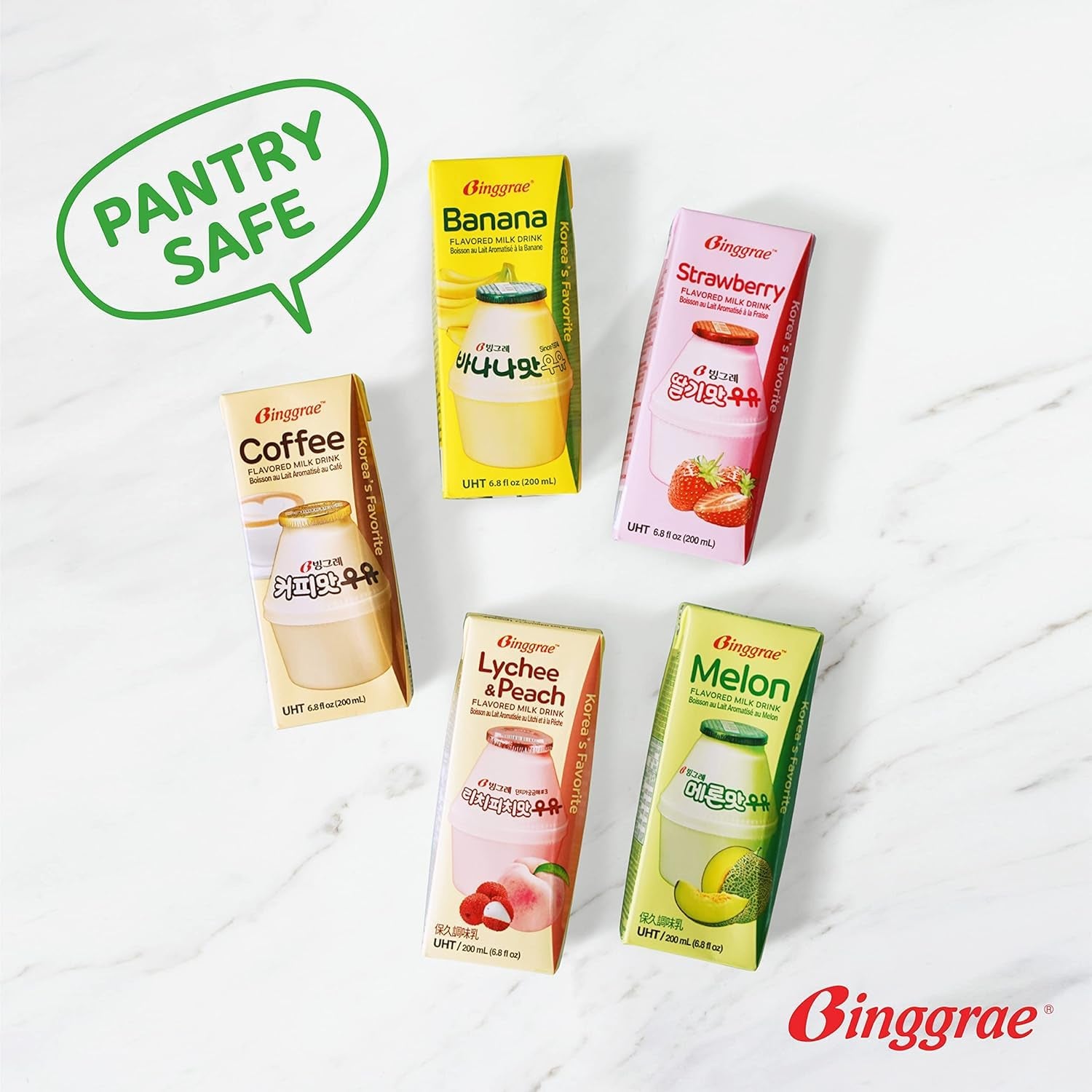 Binggrae Banana Flavored Milk Classic & Original Banana Milk - Sweet, Smooth & Creamy Texture 6 Pack