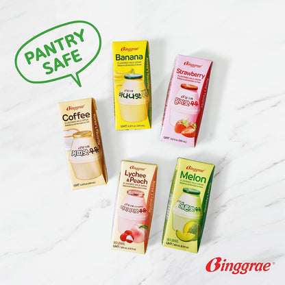 Binggrae Banana Flavored Milk Classic & Original Banana Milk - Sweet, Smooth & Creamy Texture 6 Pack