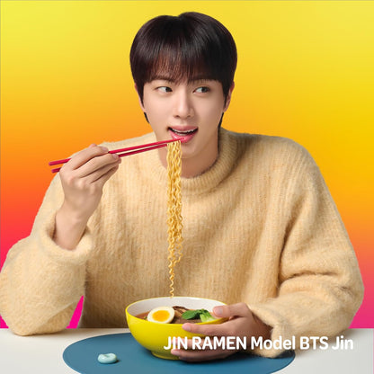 Jin Ramen, BTS Jin & JIN RAMEN Edition, Authentic Korean Instant Noodles, Rich and Savory Beef Broth, Quick and Easy Meal 4.23 Oz X 18 Pack (1 Box) (PACK of 18, SPICY)