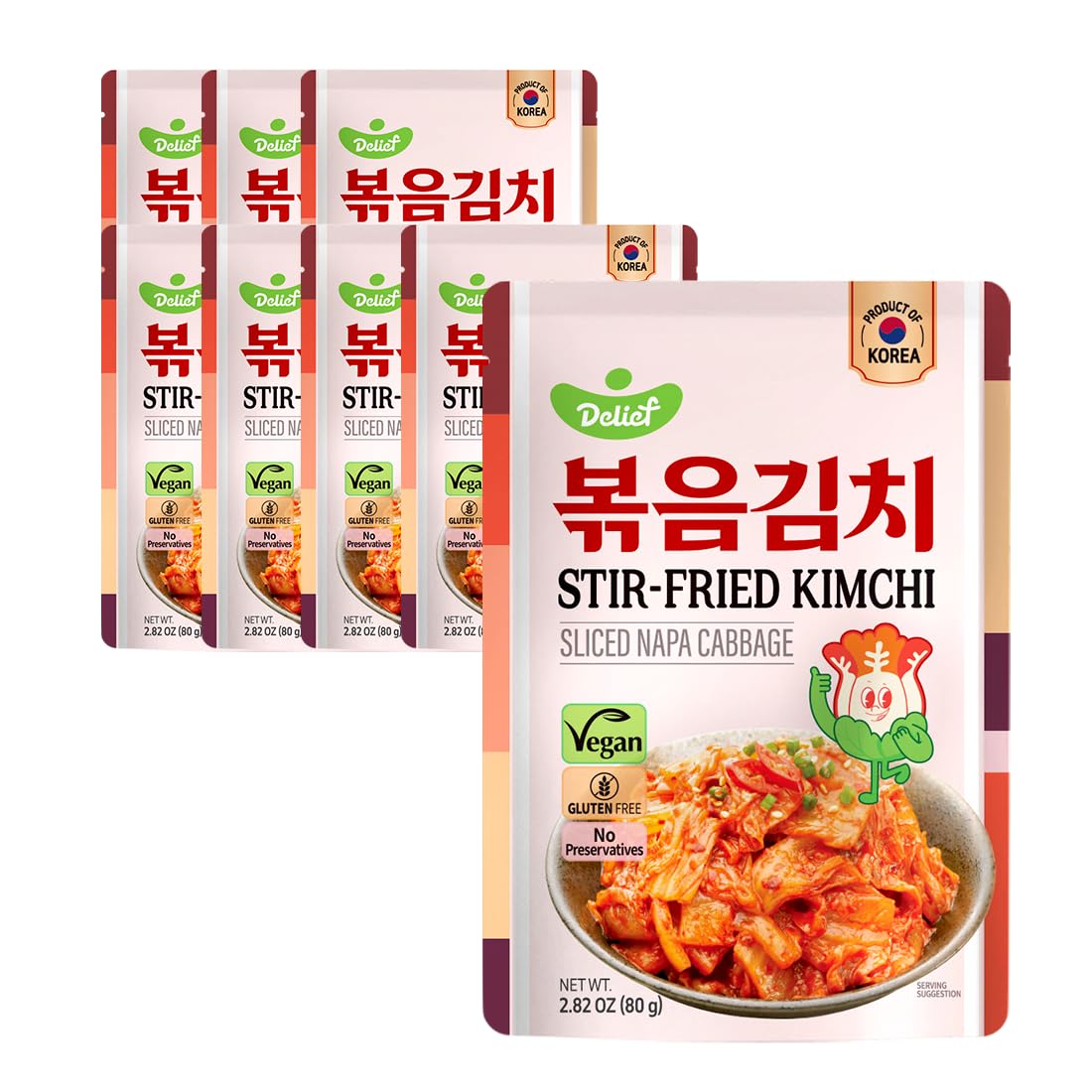 Stir-Fried Kimchi Pouch 80G Korean Traditional Kimchi, 4 Packs