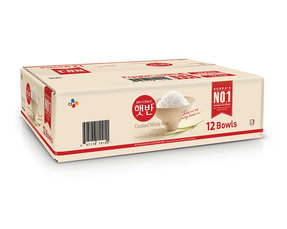 Instant Rice: Cooked White Hetbahn, Gluten-Free & Vegan, Instant & Microwaveable, No Preservatives, Healthy & Delicious, 7.4 Ounce [12 Bowls] (Pack of 12)