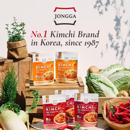 Spicy Napa Cabbage Kimchi (Pack of 8), Shelf Stable Mat Kimchi, Spicy Korean Authentic Fermented Pickled Cabbaged Kimchi, Perfect with Ramen, Noodles and Rice