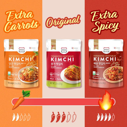 Extra Spicy Napa Cabbage Kimchi (Pack of 8), Shelf Stable Mat Kimchi, Spicy Korean Authentic Fermented Pickled Cabbaged Kimchi, Perfect with Ramen, Noodles and Rice