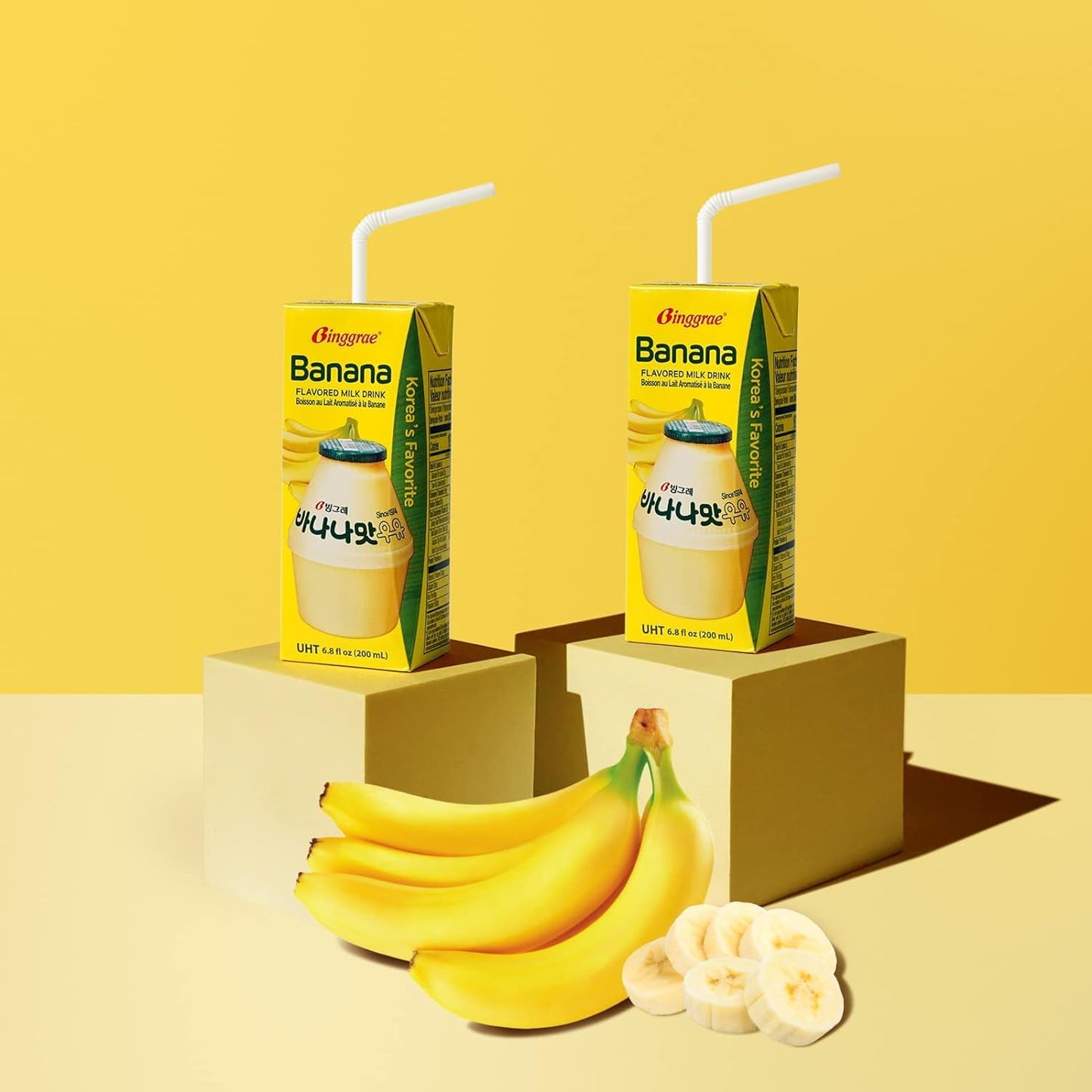 Binggrae Banana Flavored Milk Classic & Original Banana Milk - Sweet, Smooth & Creamy Texture 6 Pack